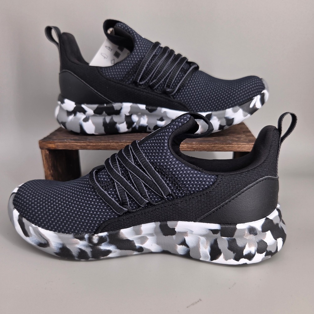 Adidas Lite Racer Adapt 7 Kids Size 2.5 Black Camo Slip On Sneakers IE6383